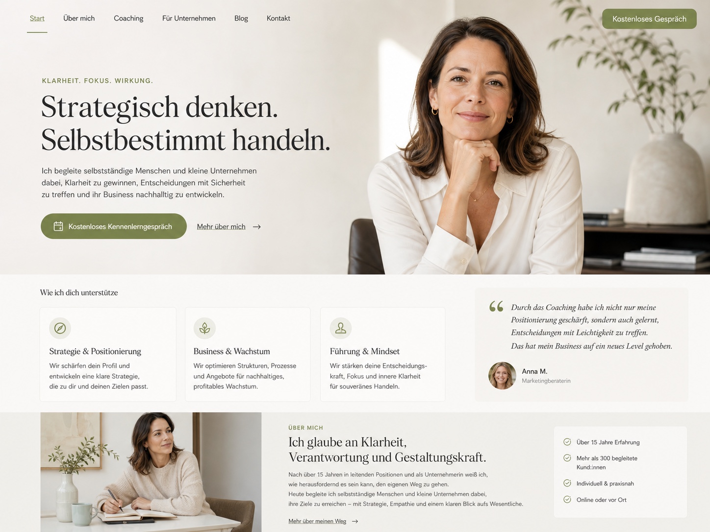 Vorschau einer eleganten Coaching-Website